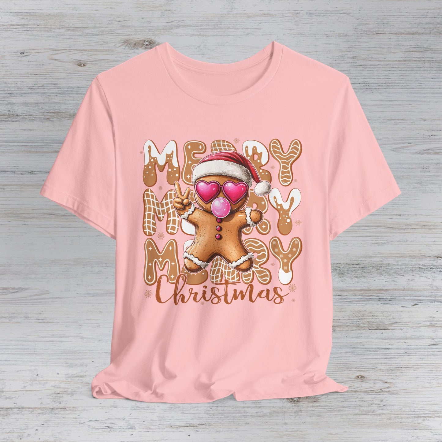 Gingerbread Cookie Heart Sunglasses Merry Christmas Tee | Christmas T-Shirt