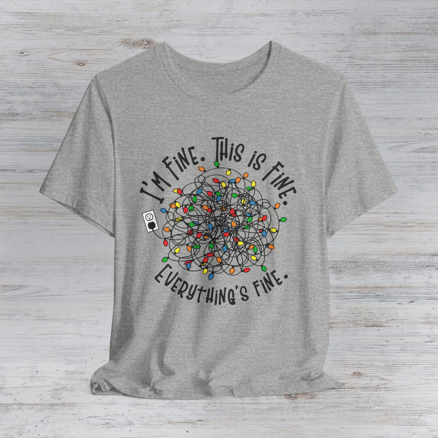 I'm Fine This Is Fine T-Shirt — Tangled Christmas Lights Graphic Tee