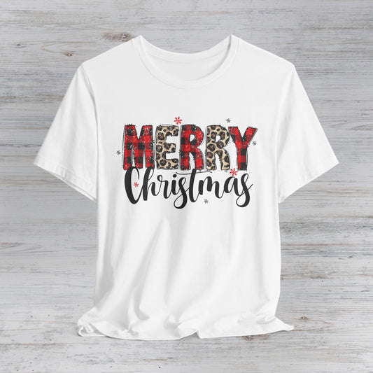 Merry Christmas Buffalo Plaid Script T-shirt | Christmas tee