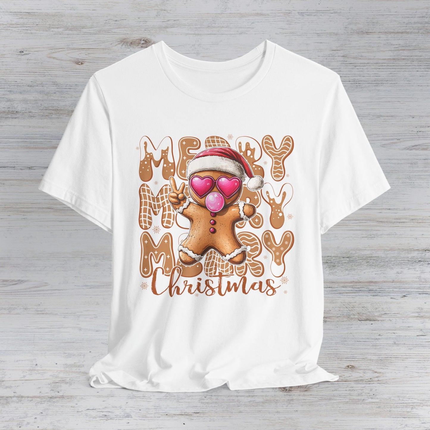 Gingerbread Cookie Heart Sunglasses Merry Christmas Tee | Christmas T-Shirt