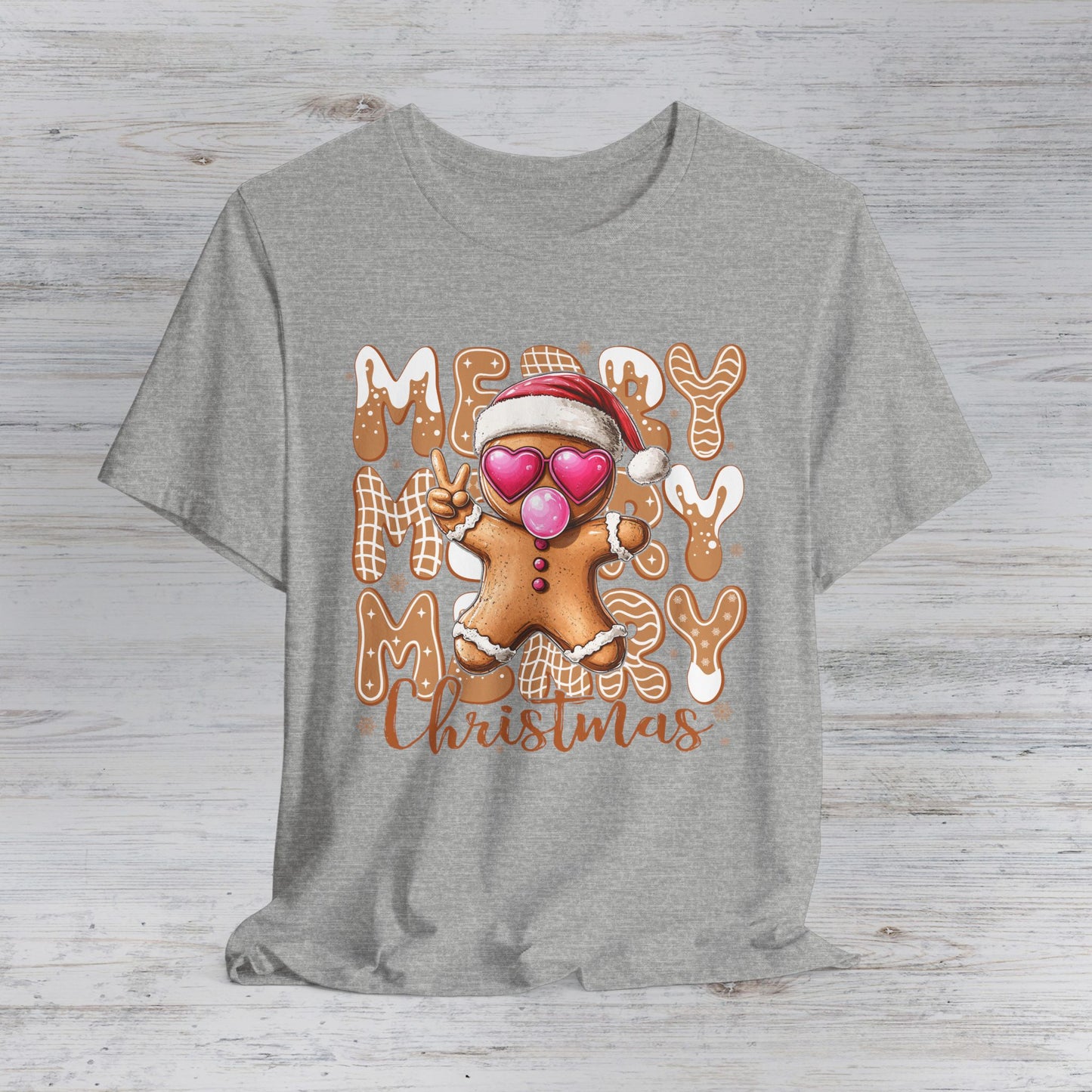 Gingerbread Cookie Heart Sunglasses Merry Christmas Tee | Christmas T-Shirt