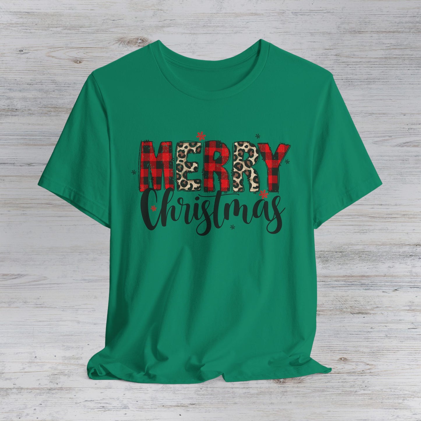 Merry Christmas Buffalo Plaid Script T-shirt | Christmas tee