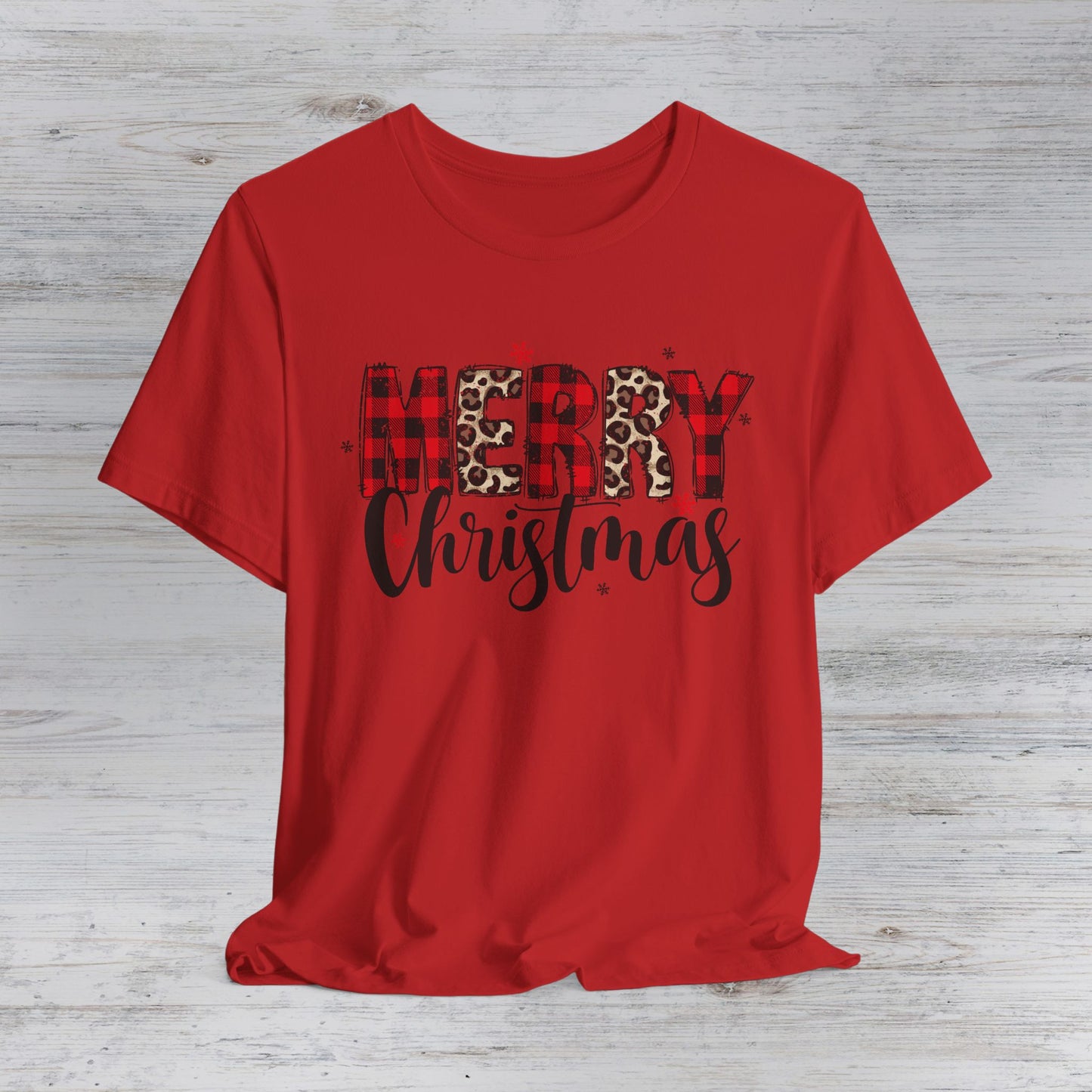Merry Christmas Buffalo Plaid Script T-shirt | Christmas tee