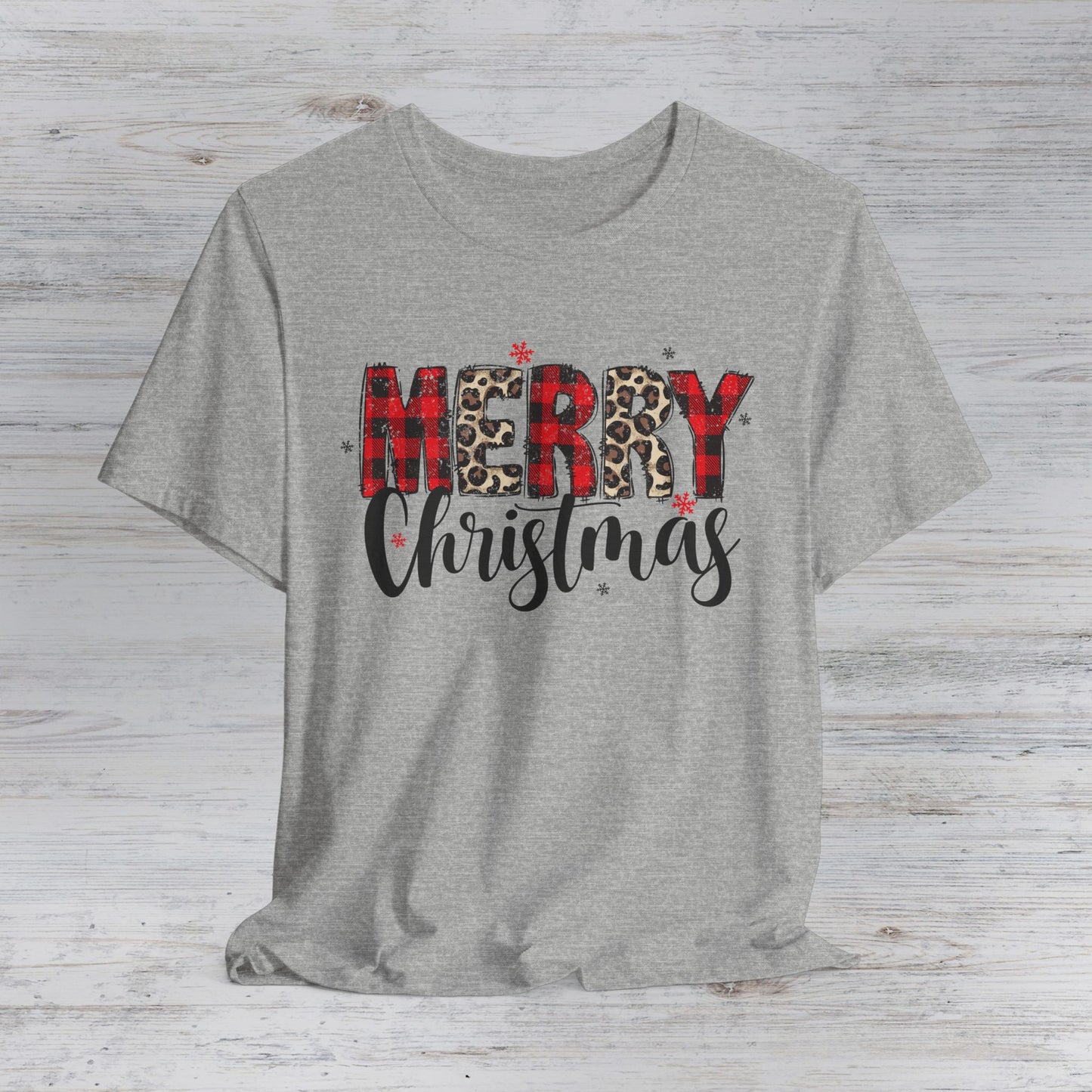 Merry Christmas Buffalo Plaid Script T-shirt | Christmas tee