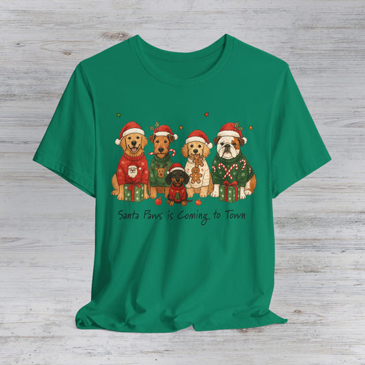 Santa Paws Dogs in Sweaters T-Shirt | Christmas Puppy Family Tee