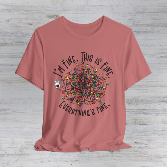 I'm Fine This Is Fine T-Shirt — Tangled Christmas Lights Graphic Tee