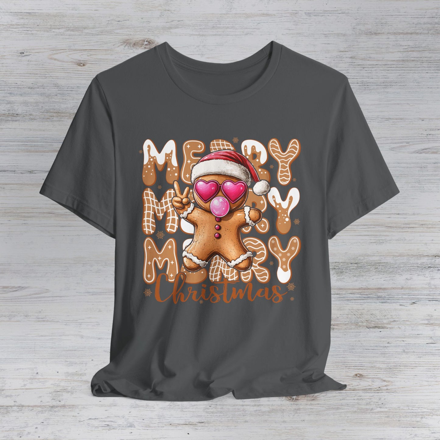 Gingerbread Cookie Heart Sunglasses Merry Christmas Tee | Christmas T-Shirt