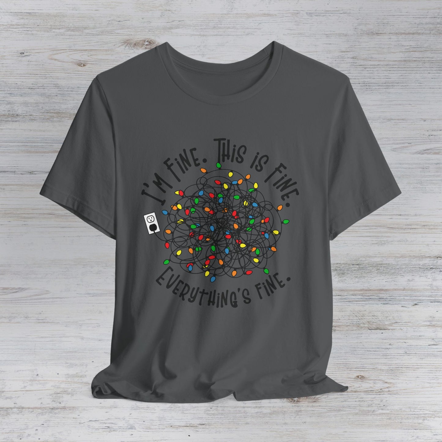 I'm Fine This Is Fine T-Shirt — Tangled Christmas Lights Graphic Tee