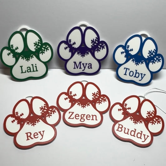 Paw Print Christmas Ornament Personalized